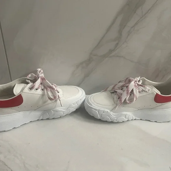 Alexander McQueen Leather Court Trainer Sneakers Sz 38 - Picture 3 of 6